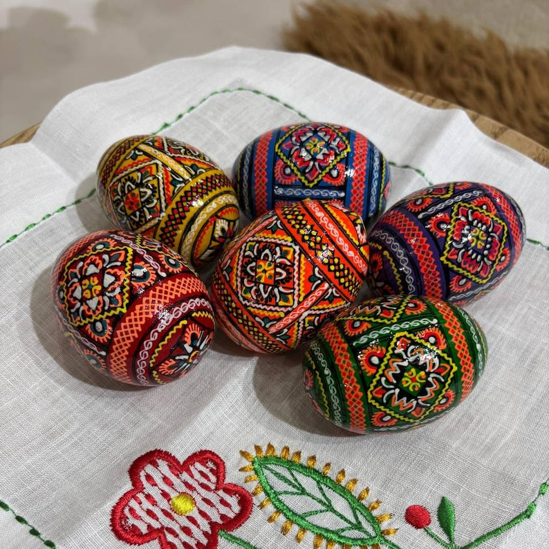 Easter eggs - traditional wooden eggs, hand-painted decorated eggs