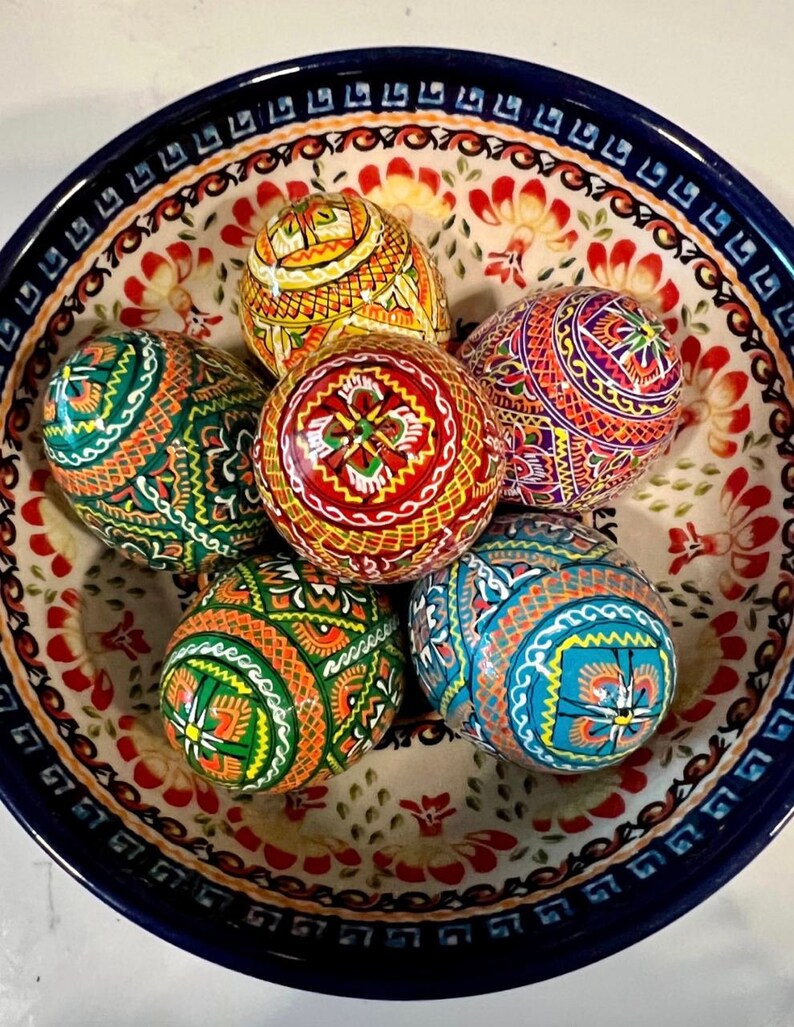 Easter eggs - traditional wooden eggs, hand-painted decorated eggs
