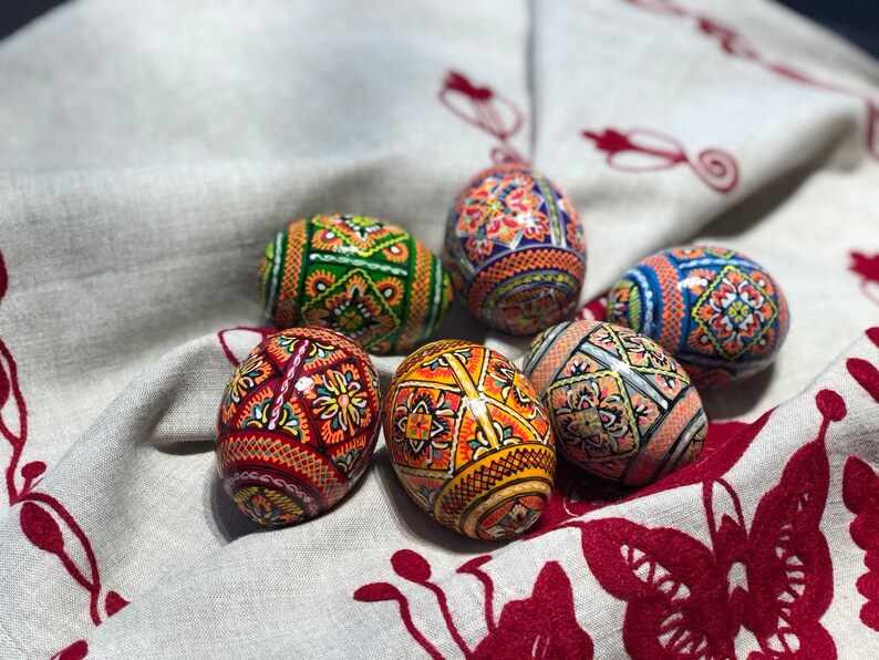Easter eggs - traditional wooden eggs, hand-painted decorated eggs