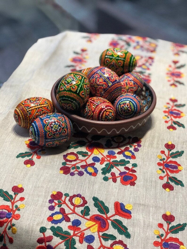 Easter eggs - traditional wooden eggs, hand-painted decorated eggs