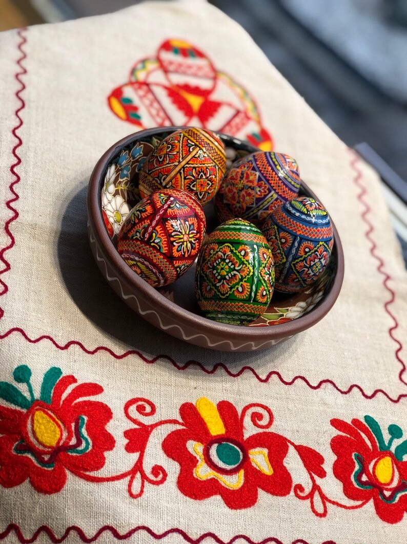 Easter eggs - traditional wooden eggs, hand-painted decorated eggs