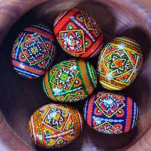Easter eggs - traditional wooden eggs, hand-painted decorated eggs