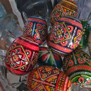 Easter eggs - traditional wooden eggs, hand-painted decorated eggs