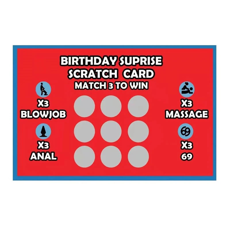 Adult Naughty Scratch Card--Match 3 to Win