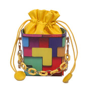 2023 New-Chain Strap Color Block Bucket Bag