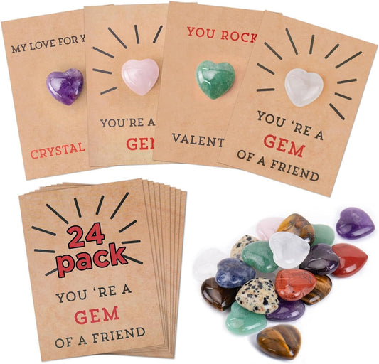 24PCs Cards with Heart-Shape-Valentines Gifts for Kids