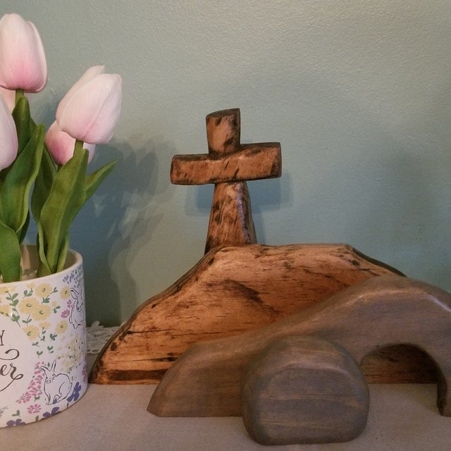 🐰The empty tomb Easter Scene and Cross