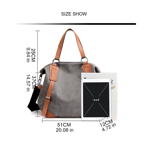 Multifunction Large Capacity Retro Ladies Canvas Bag