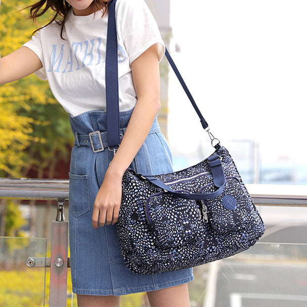 Women's Elegant Print Waterproof Nylon Bags Large Capacity Zipper Crossbody Bags - Marfuny