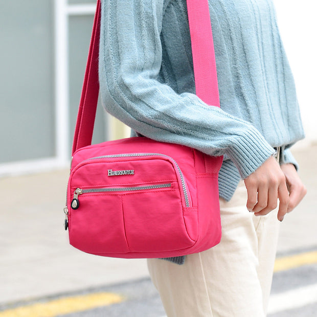 Women's Casual Waterproof Nylon Bag Solid Multi-pocket Zipper Crossbody Bags - Marfuny