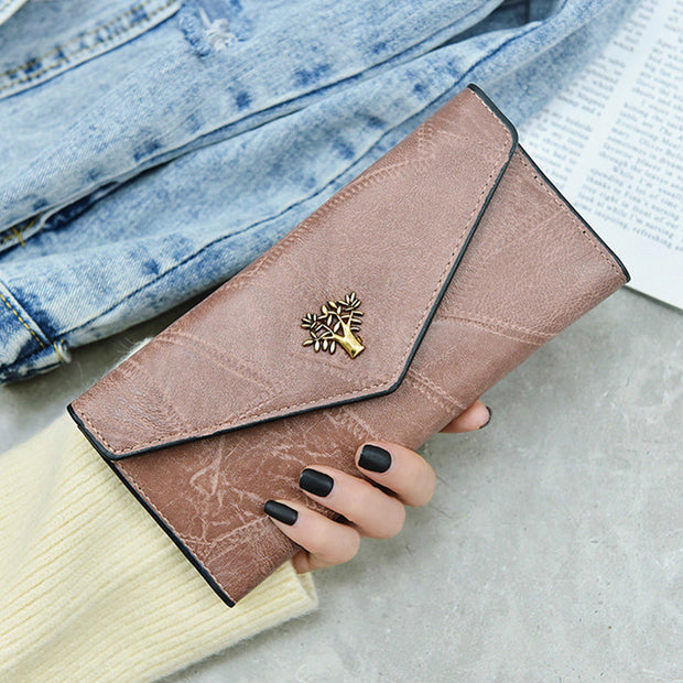 Women's Stylish Solid Waterproof Bags Magnetic Snap Long Wallet  - Marfuny