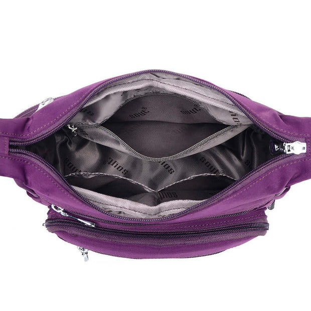Women's Fashion Solid Waterproof Nylon Bags Large Capacity Multi-pocket Zipper Crossbody Bag - Marfuny
