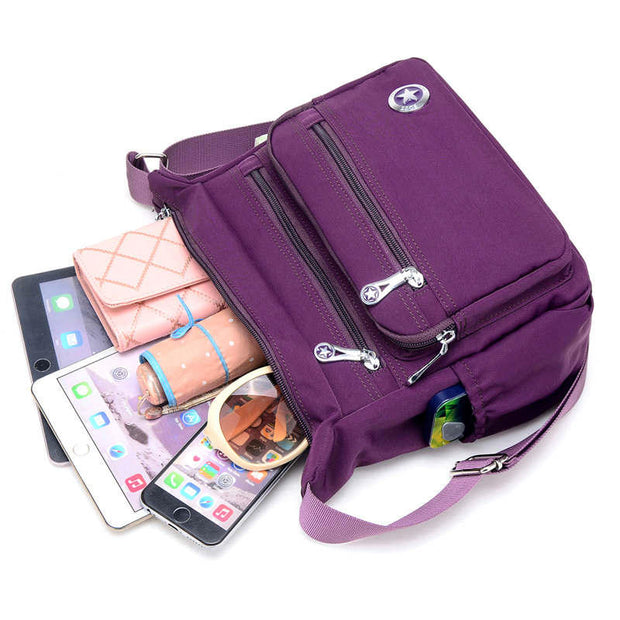 Women's Fashion Solid Waterproof Nylon Bags Large Capacity Multi-pocket Zipper Crossbody Bag - Marfuny
