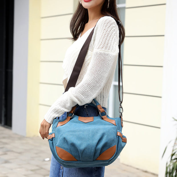 Women's Vintage High Quality Canvas Solid Large Capacity Multifunctional Zipper Handbags - Marfuny
