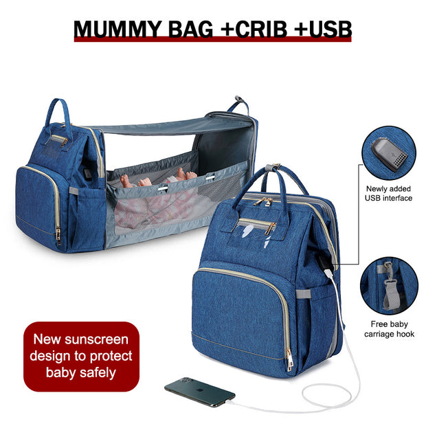 🔥🔥 2020 New Protable Crib Mummy Backpack Multifunction Travel Diaper Bags - Marfuny
