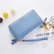 Women's Casual Double Zipper Long Solid Wallet - Marfuny