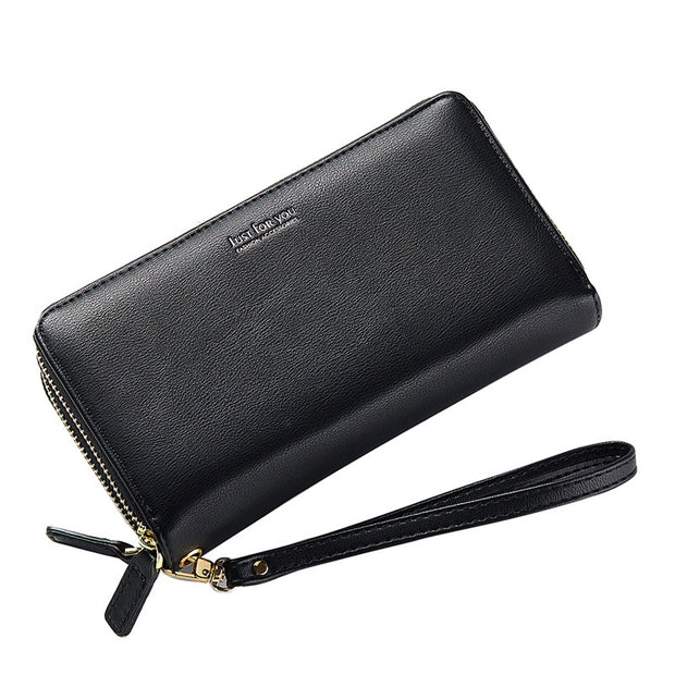 Women's Casual Double Zipper Long Solid Wallet - Marfuny
