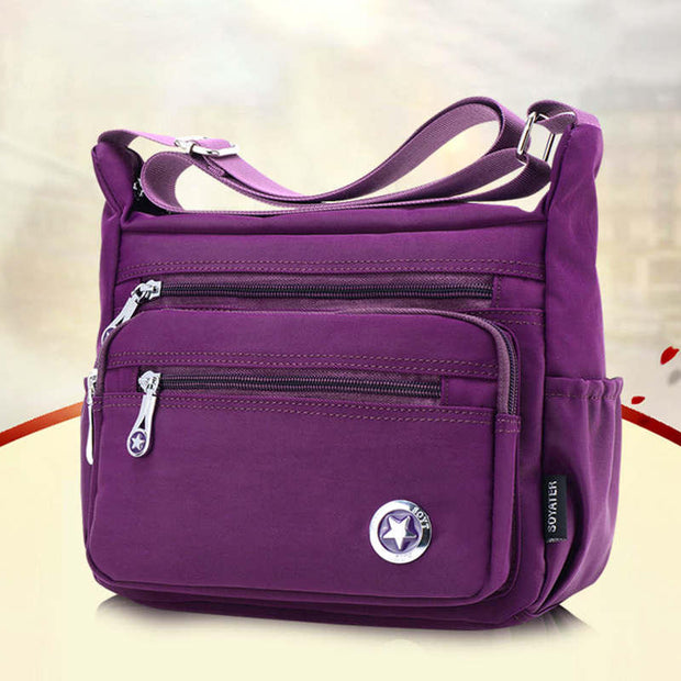 Women's Fashion Solid Waterproof Nylon Bags Large Capacity Multi-pocket Zipper Crossbody Bag - Marfuny