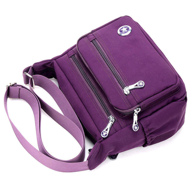 Women's Fashion Solid Waterproof Nylon Bags Large Capacity Multi-pocket Zipper Crossbody Bag - Marfuny