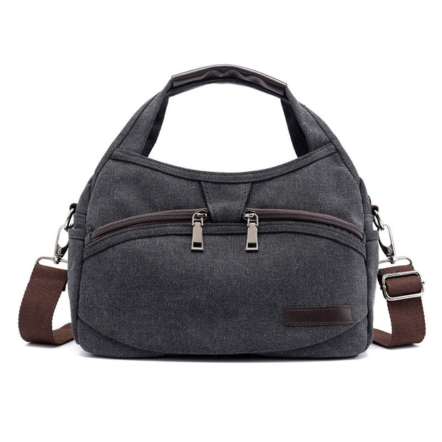 Women‘s Stylish Canvas Solid Large Capacity Multi-pocket Zipper Crossbody Bags - Marfuny
