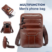 Multi-Zip Shoulder Bag Waist Bag Messenger Bag Smart Phone Pocket