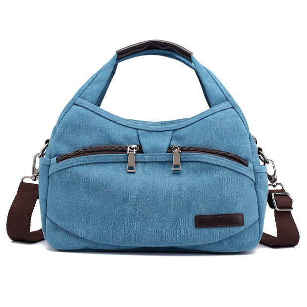 Women‘s Stylish Canvas Solid Large Capacity Multi-pocket Zipper Crossbody Bags - Marfuny