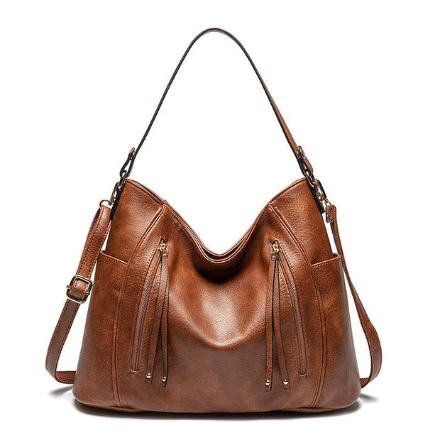 Women's Fashion Solid Tassel Large Capacity Multifunctional Zipper Handbags - Marfuny