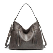 Women's Fashion Solid Tassel Large Capacity Multifunctional Zipper Handbags - Marfuny