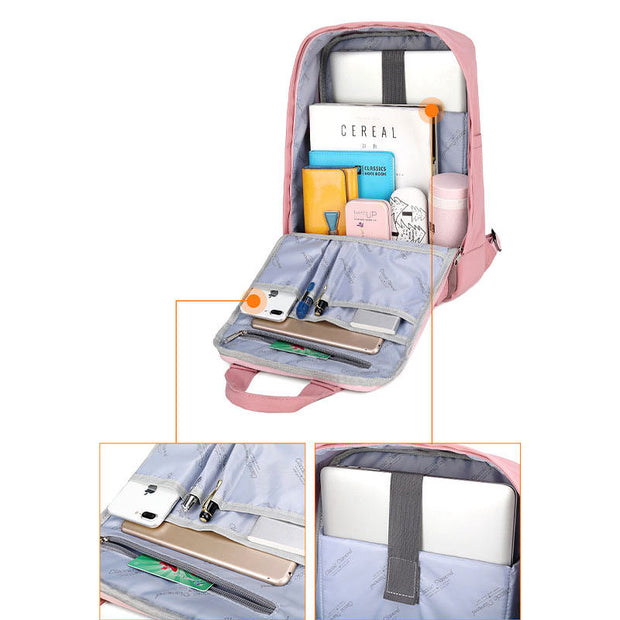 Women Fashion Casual Waterproof Nylon Bags Large Capacity Zipper Backpack - Marfuny
