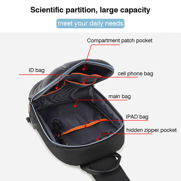 2022 New Fashion Anti-Diebstahl Brusttasche für Herren mit großer Kapazität