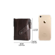 Men's Genuine Leather RFID Multi Card Slots Double Zippers Wallet - Marfuny