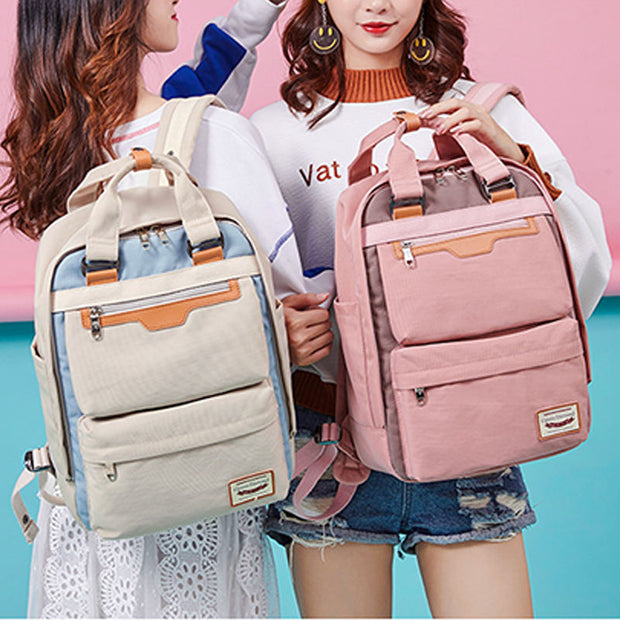 Women Fashion Casual Waterproof Nylon Bags Large Capacity Zipper Backpack - Marfuny