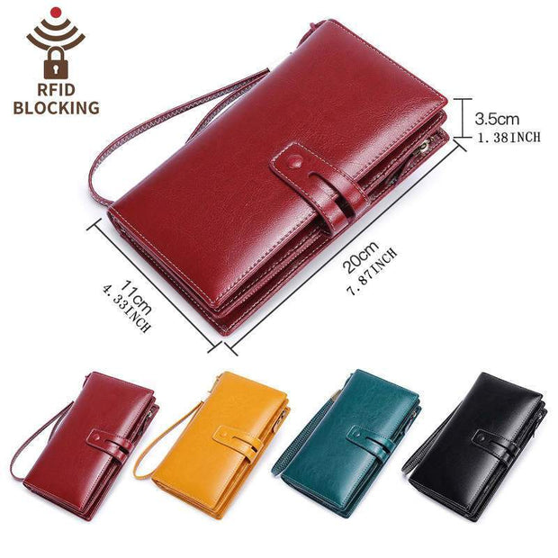 Women's Elegant Leather Multi-pocket Waterproof Bags Multifunctional Solid Women's Wallet - Marfuny