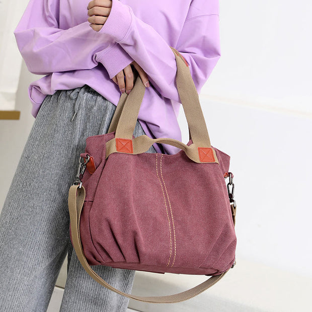 Women's Fashion High Quality Canvas Large Capacity Multi-pocket Zipper Handbags - Marfuny