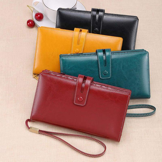 Women's Elegant Leather Multi-pocket Waterproof Bags Multifunctional Solid Women's Wallet - Marfuny