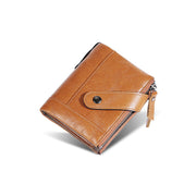Men's Genuine Leather RFID Multi Card Slots Double Zippers Wallet - Marfuny