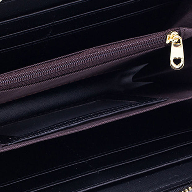 Women's RFID Fashion Genuine Leather Print Multi-card Slot Long Wallet - Marfuny