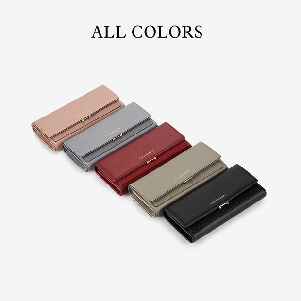 PU Tri-Fold Large-Capacity Wallet Lange Damen-Clutch-Geldbörse
