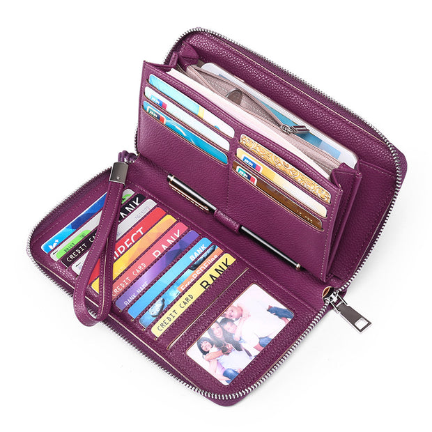 Women Genuine Leather RFID Anti-Theft Wallet