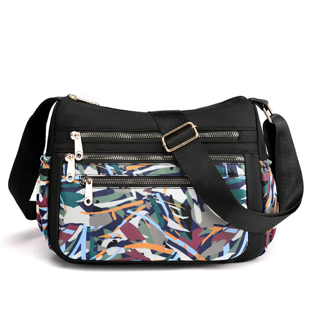 Printed Multi-Compartment Nylon Ladies Messenger Bag