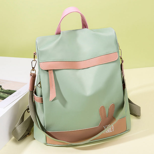 Women's Fashion Color Matching Tassel Waterproof Oxford Bag Anti-theft Multifunctional Zipper Backpack - Marfuny