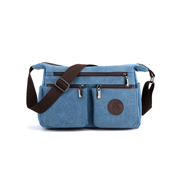 Simple Versatile Multi-Pocket Light Retro Canvas Bag