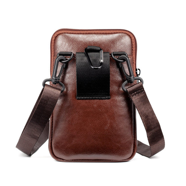 Multi-Zip Shoulder Bag Waist Bag Messenger Bag Smart Phone Pocket