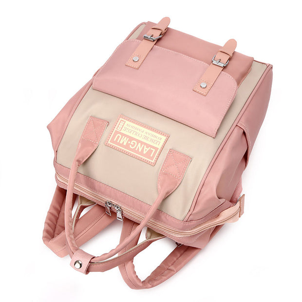 Women's Fashion Waterproof Nylon Bags Patchwork Large Capacity Zipper Diaper Bags Backpack - Marfuny