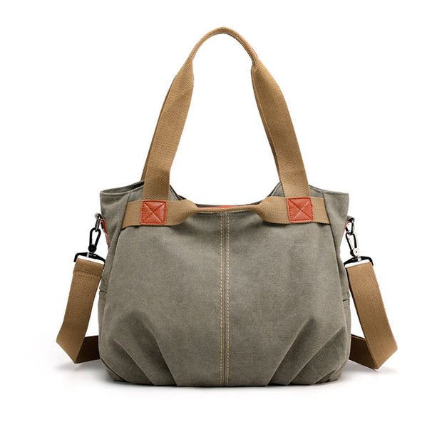 Women's Fashion High Quality Canvas Large Capacity Multi-pocket Zipper Handbags - Marfuny