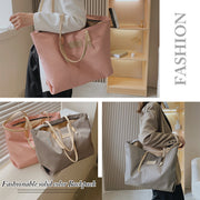 Large-Capacity Nylon Shoulder Handbag With Zipper Pocket