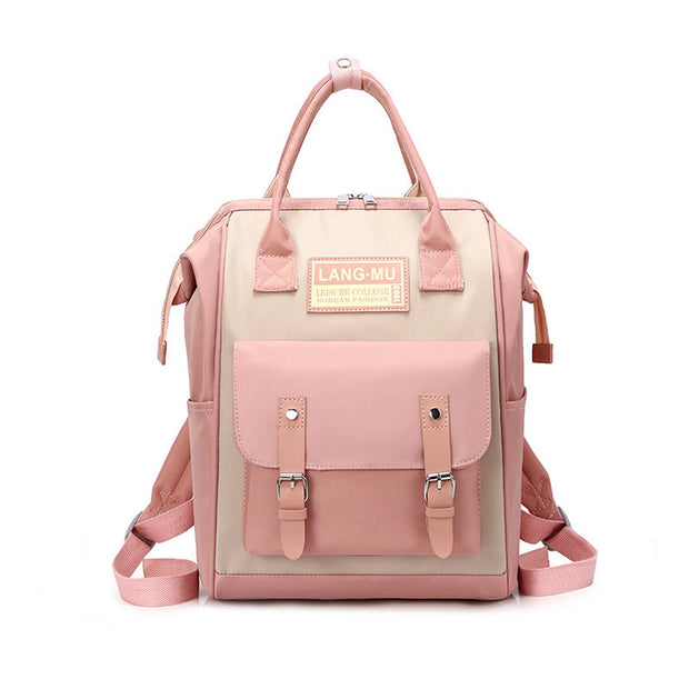 Women's Fashion Waterproof Nylon Bags Patchwork Large Capacity Zipper Diaper Bags Backpack - Marfuny