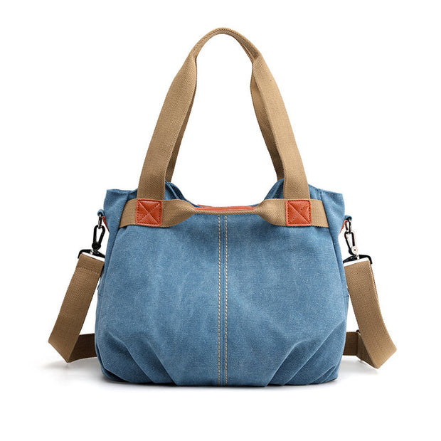 Women's Fashion High Quality Canvas Large Capacity Multi-pocket Zipper Handbags - Marfuny