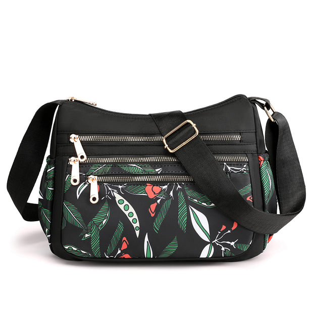 Printed Multi-Compartment Nylon Ladies Messenger Bag