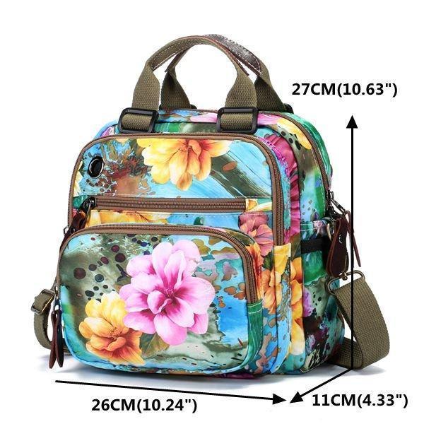 Women's Fashion Waterproof Nylon Bags Leisure Style Outdoor Flower Pattern Multifunctional Backpack（Get 2nd one 20% off） - Marfuny